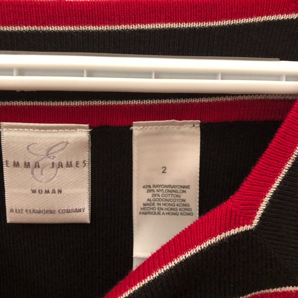 Emma James black and red long sleeve knit tshirt, size 2X - Picture 4 of 6